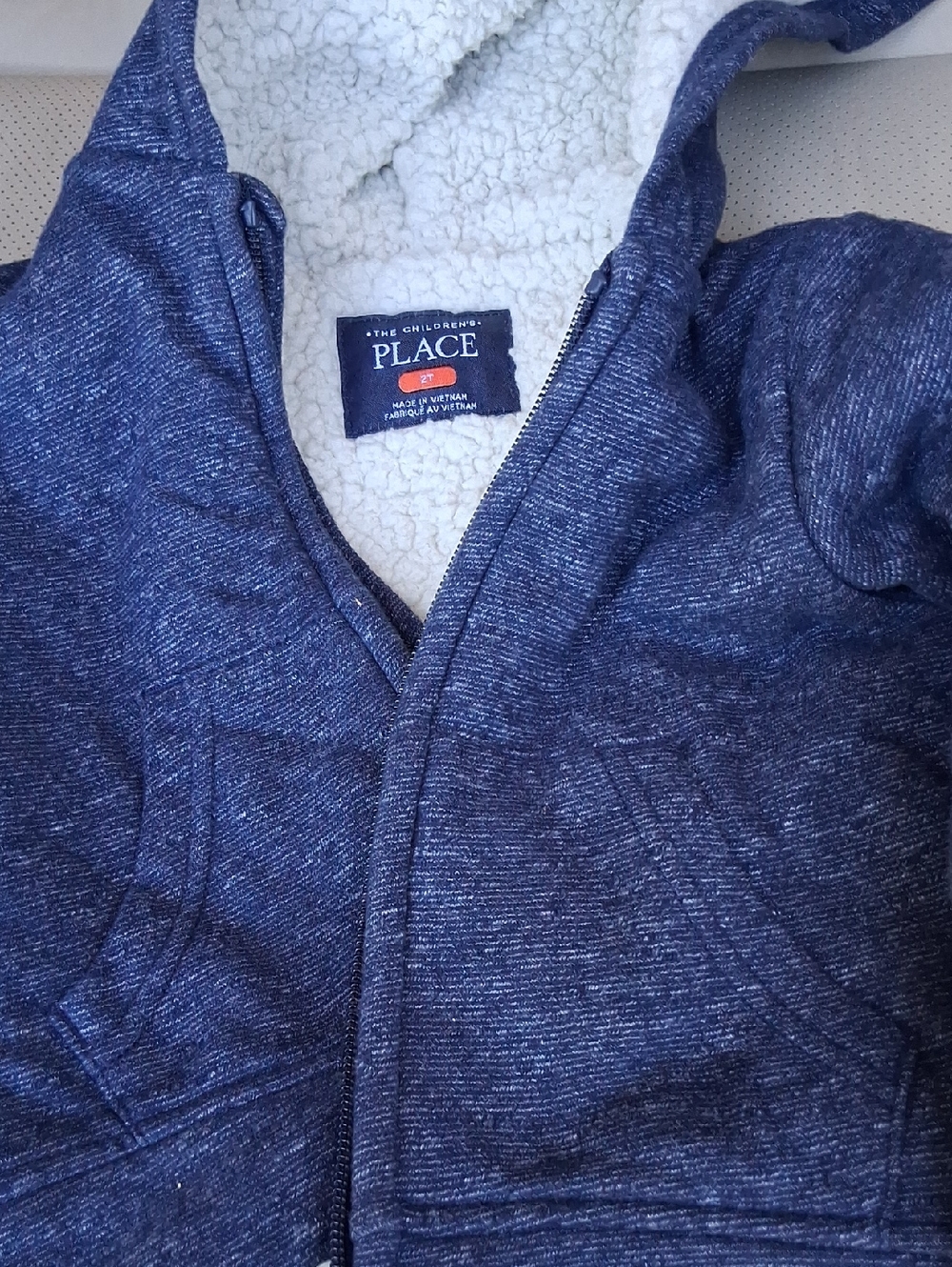 The Children's Place Navy Blue Sherpa Hoodie Jacket